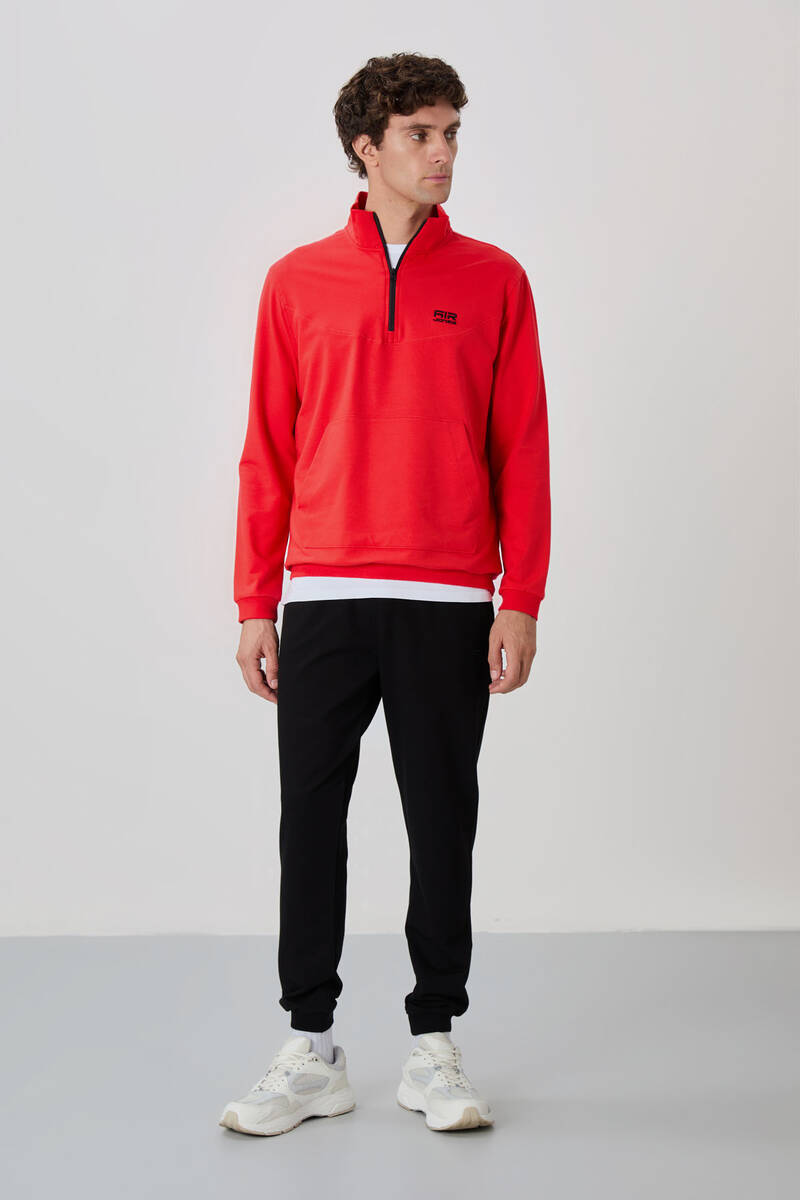 TOMMYLIFE - Tommylife Wholesale Herbert Standard Fit Stand Collar Men's Tracksuit Set 85233 Fiesta - Black