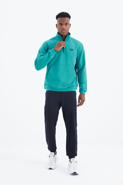 Tommylife Wholesale Herbert Standard Fit Stand Collar Men's Tracksuit Set 85233 Sea Green - Navy Blue - Thumbnail