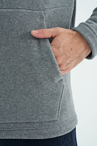Tommylife Wholesale Hern Gray Melange Men's Fleece Sweatshirt - 88301 - Thumbnail