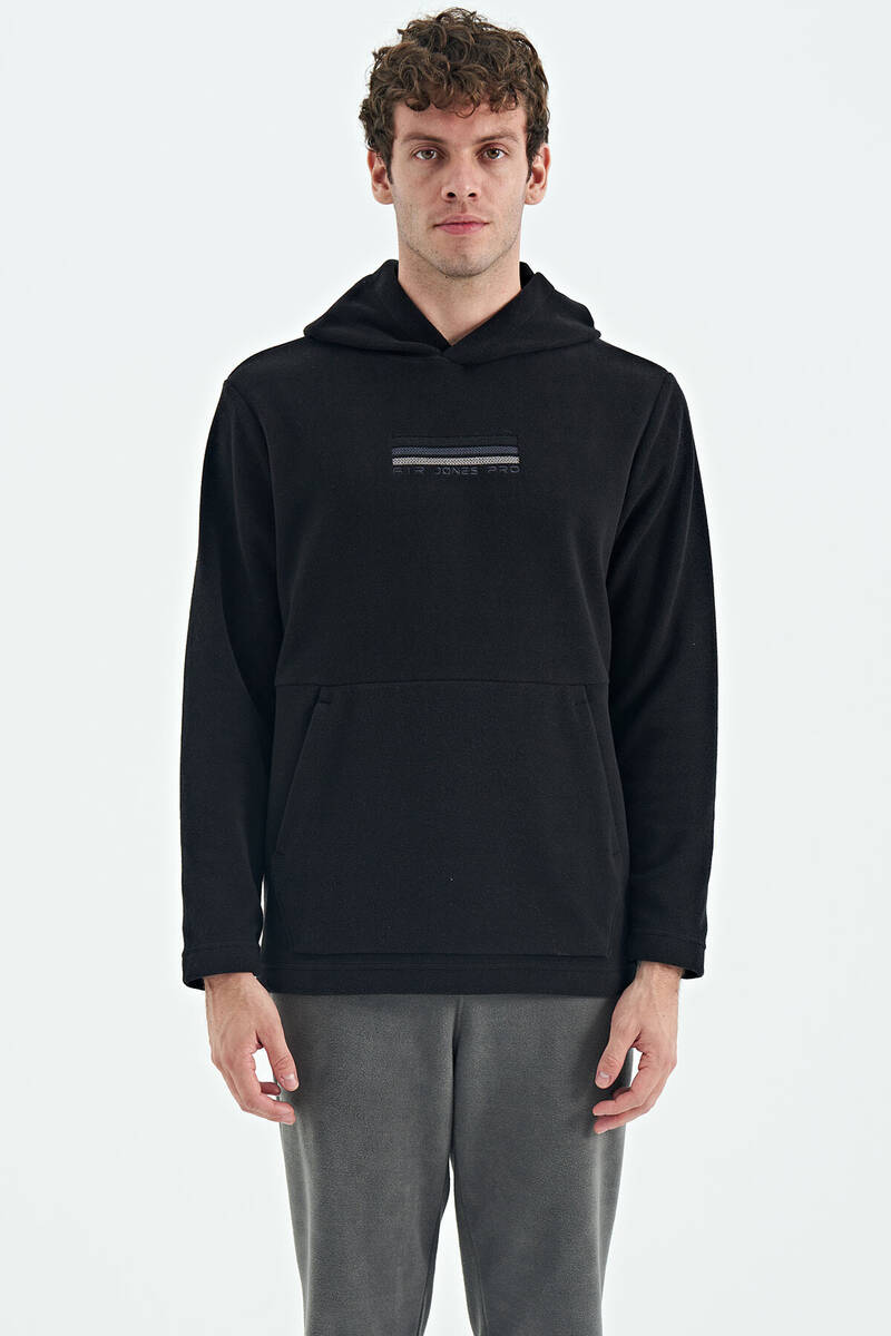 TOMMYLIFE - Tommylife Wholesale Hern Hooded Standard Fit Men's Fleece Sweatshirt 88301 Black