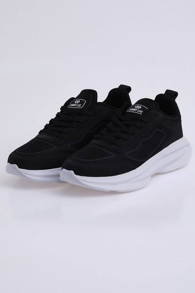 Tommylife Wholesale High Platform Men's Sneakers 89128 Black - White - Thumbnail