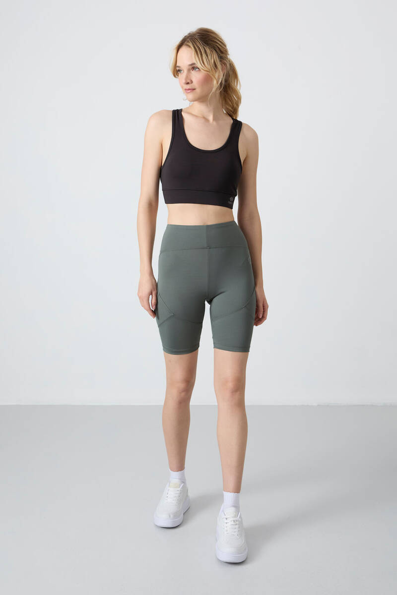 TommyLife - Tommylife Wholesale High Waist Biker Women's Leggings 91013 Khaki