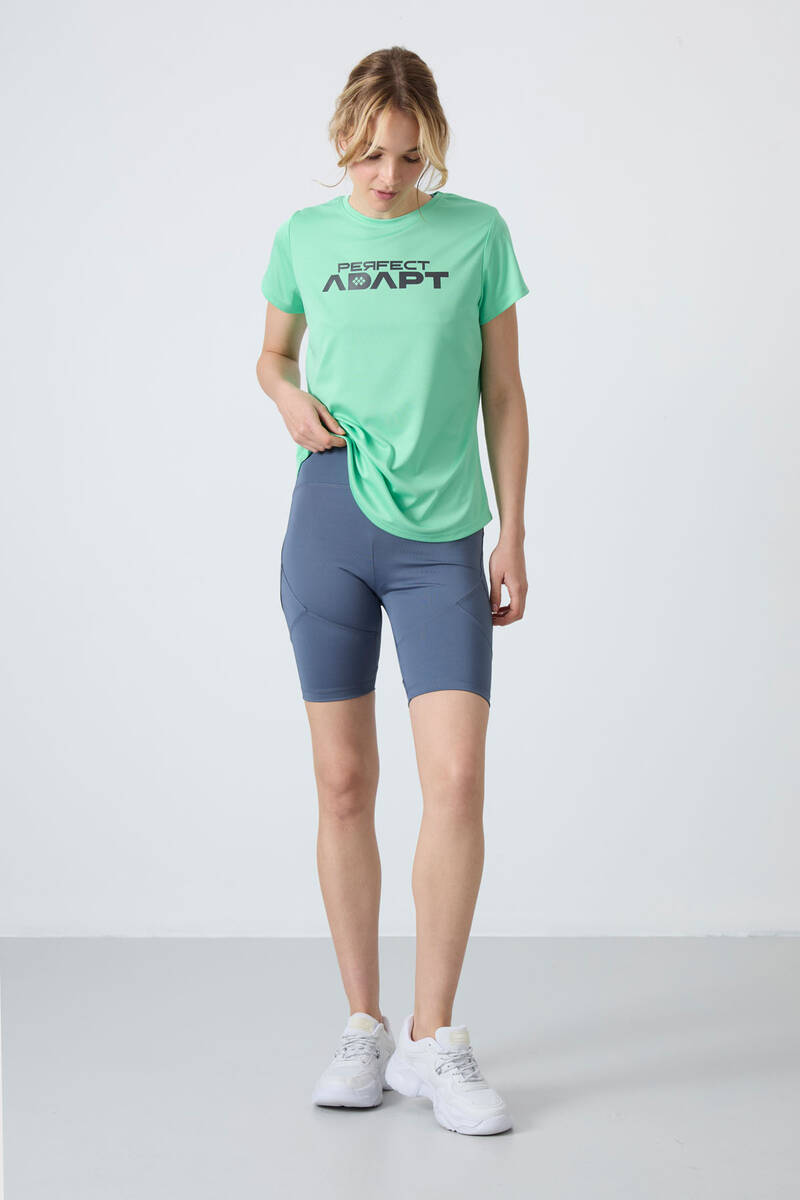 TommyLife - Tommylife Wholesale High Waist Biker Women's Leggings 91013 Petrol