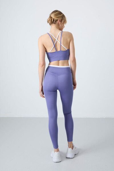Tommylife Wholesale High Waist Skinny Leg Women's Bustier Legging Set 95333 Amethyst - Thumbnail