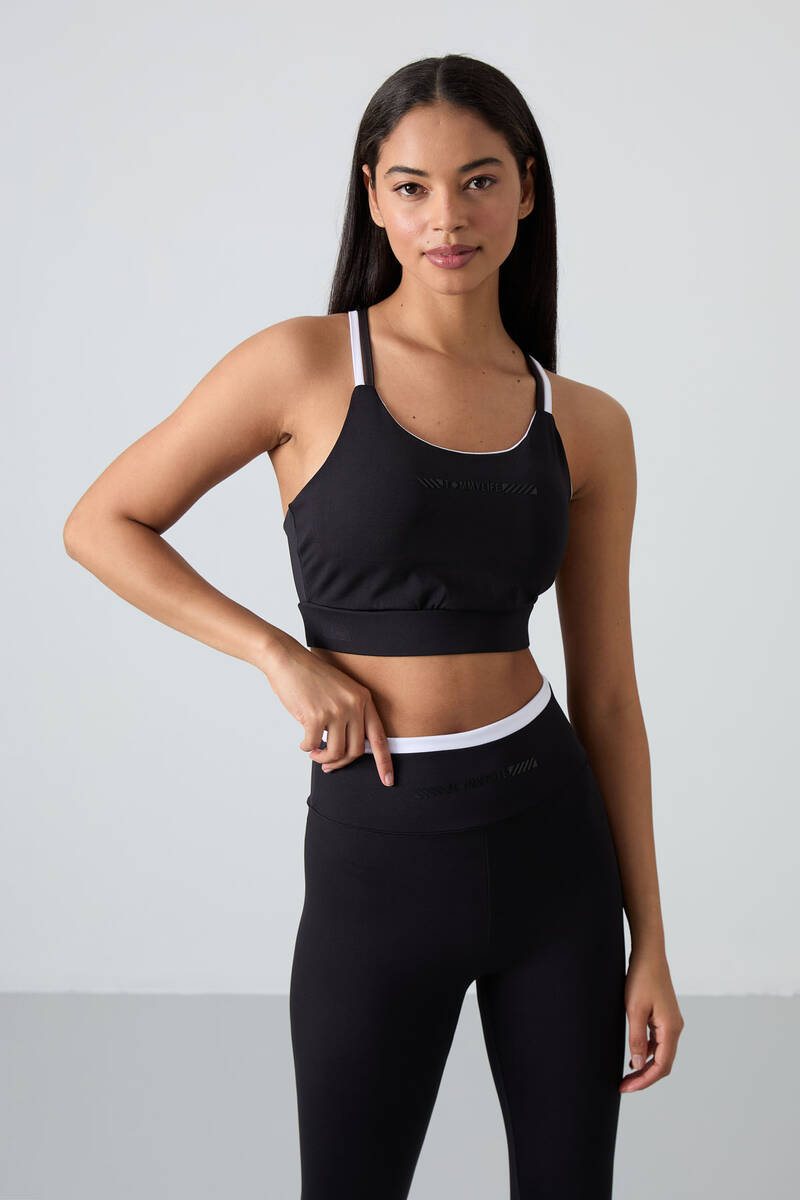 TOMMYLIFE - Tommylife Wholesale High Waist Skinny Leg Women's Bustier Legging Set 95333 Black