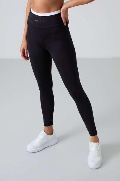 Tommylife Wholesale High Waist Skinny Leg Women's Bustier Legging Set 95333 Black - Thumbnail