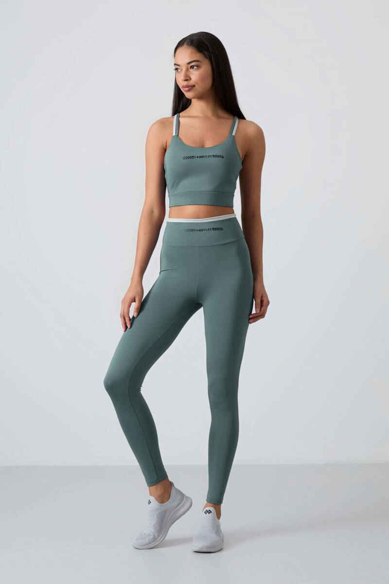 TOMMYLIFE - Tommylife Wholesale High Waist Skinny Leg Women's Bustier Legging Set 95333 Mint Green