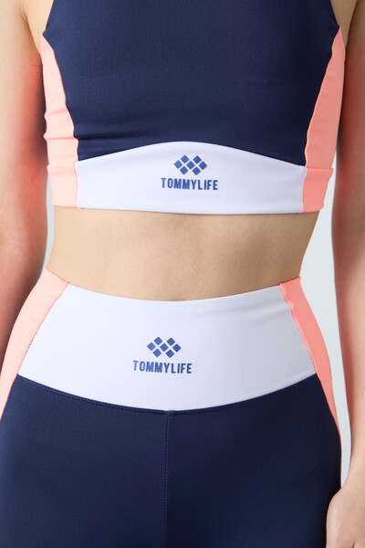 Tommylife Wholesale High Waist Skinny Leg Women's Bustier Legging Set 95334 Indigo - Thumbnail