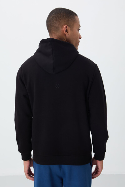 Tommylife Wholesale Hooded Comfort Fit Basic Men's Sweatshirt 88419 Black - Thumbnail