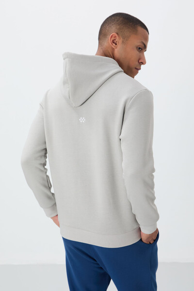 Tommylife Wholesale Hooded Comfort Fit Basic Men's Sweatshirt 88419 Stone - Thumbnail