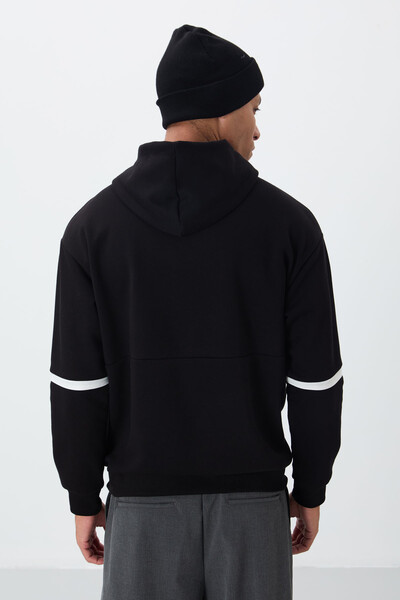 Tommylife Wholesale Hooded Comfort Fit Men's Sweatshirt 88417 Black - Thumbnail