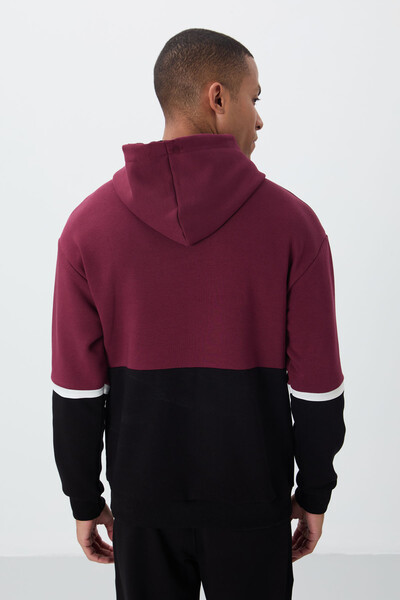 Tommylife Wholesale Hooded Comfort Fit Men's Sweatshirt 88417 Bordeaux - Thumbnail