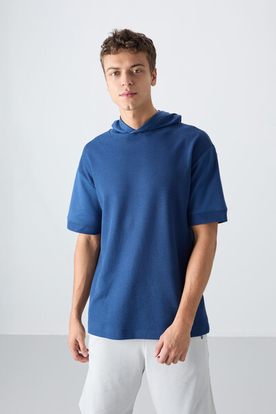 Tommylife Wholesale Hooded Oversize Basic Men's T-Shirt 88335 Parliament - Thumbnail