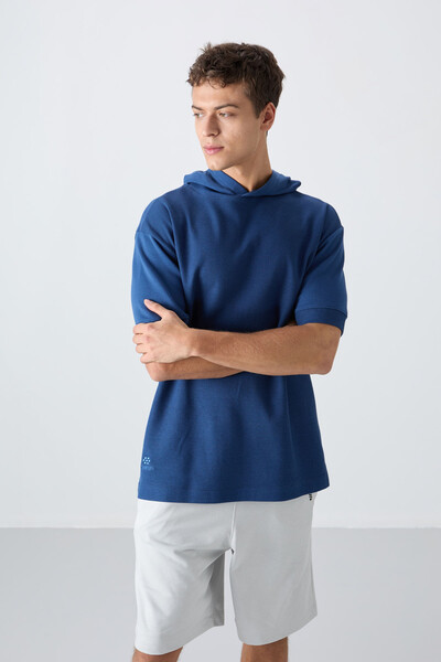 Tommylife Wholesale Hooded Oversize Basic Men's T-Shirt 88335 Parliament - Thumbnail