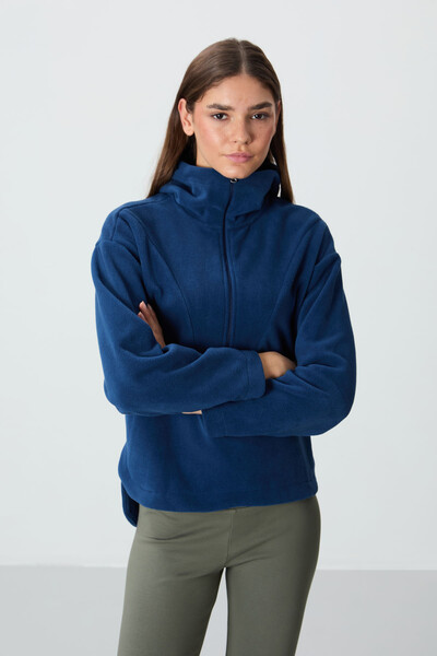 Tommylife Wholesale Hooded Oversize Women's Fleece Sweatshirt 97286 Parliament - Thumbnail