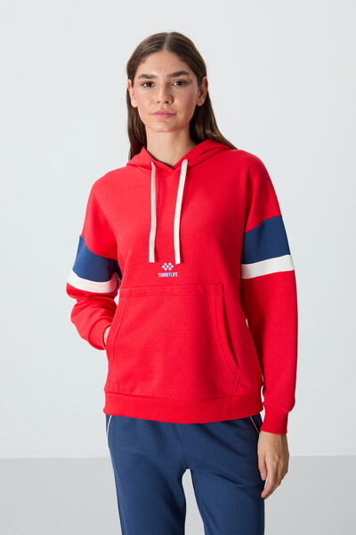 Tommylife Wholesale Hooded Oversize Women's Sweatshirt 97290 Fiesta - Thumbnail