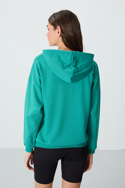 Tommylife Wholesale Hooded Oversize Women's Sweatshirt 97291 Sea Green - Thumbnail