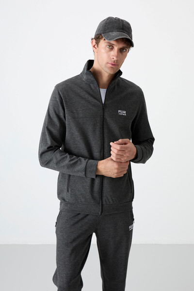 Tommylife Wholesale Hugo Comfy Jogger Men's Tracksuit Set 85198 Anthracite Melange - Thumbnail