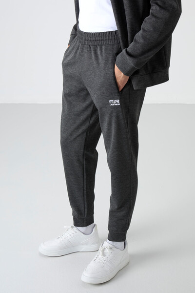 Tommylife Wholesale Hugo Comfy Jogger Men's Tracksuit Set 85198 Anthracite Melange - Thumbnail
