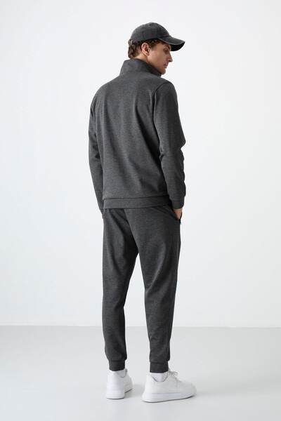 Tommylife Wholesale Hugo Comfy Jogger Men's Tracksuit Set 85198 Anthracite Melange - Thumbnail