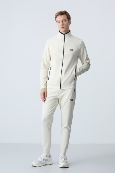 Tommylife Wholesale Hugo Comfy Jogger Men's Tracksuit Set 85198 Beige - Thumbnail