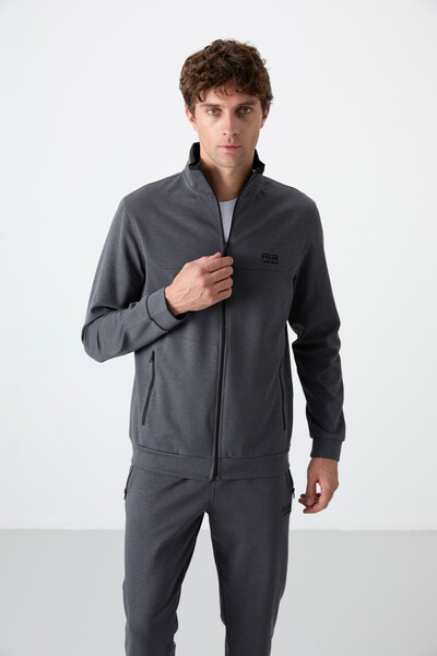 Tommylife Wholesale Hugo Comfy Jogger Men's Tracksuit Set 85198 Dark Gray - Thumbnail
