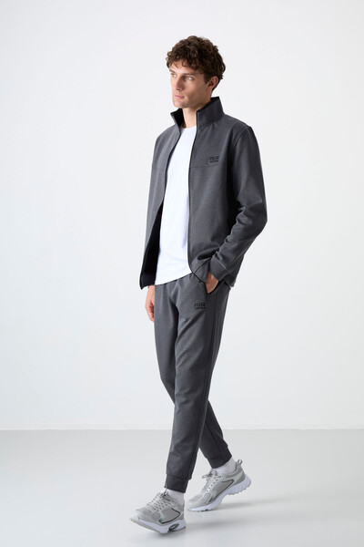 Tommylife Wholesale Hugo Comfy Jogger Men's Tracksuit Set 85198 Dark Gray - Thumbnail