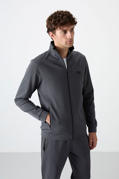 Tommylife Wholesale Hugo Comfy Jogger Men's Tracksuit Set 85198 Dark Gray - Thumbnail