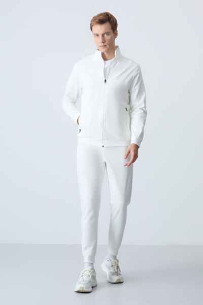 TOMMYLIFE - Tommylife Wholesale Hugo Comfy Jogger Men's Tracksuit Set 85198 Ecru