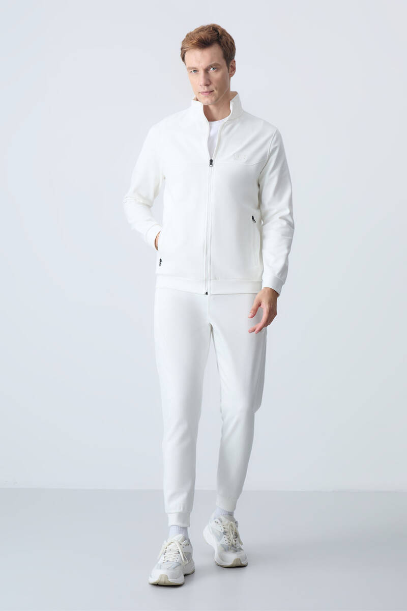 TOMMYLIFE - Tommylife Wholesale Hugo Comfy Jogger Men's Tracksuit Set 85198 Ecru