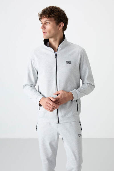 Tommylife Wholesale Hugo Comfy Jogger Men's Tracksuit Set 85198 Gray Melange - Thumbnail