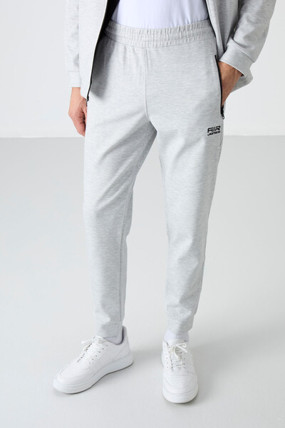 Tommylife Wholesale Hugo Comfy Jogger Men's Tracksuit Set 85198 Gray Melange - Thumbnail