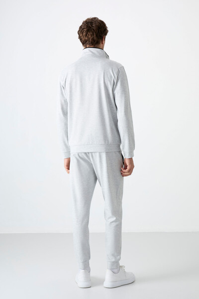 Tommylife Wholesale Hugo Comfy Jogger Men's Tracksuit Set 85198 Gray Melange - Thumbnail