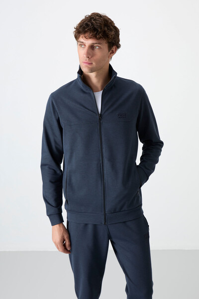 Tommylife Wholesale Hugo Comfy Jogger Men's Tracksuit Set 85198 Indigo - Thumbnail