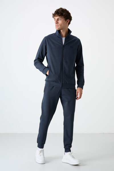 Tommylife Wholesale Hugo Comfy Jogger Men's Tracksuit Set 85198 Indigo - Thumbnail