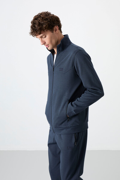 Tommylife Wholesale Hugo Comfy Jogger Men's Tracksuit Set 85198 Indigo - Thumbnail