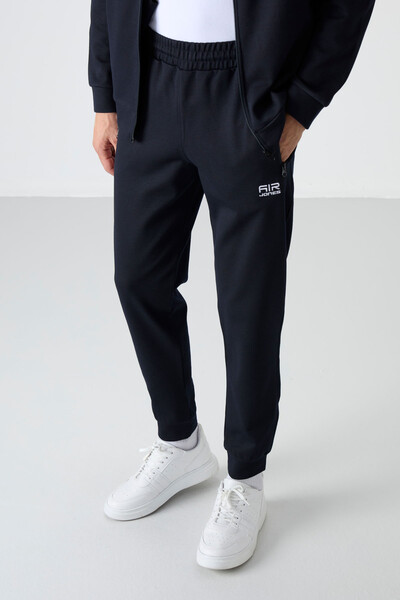 Tommylife Wholesale Hugo Comfy Jogger Men's Tracksuit Set 85198 Navy Blue - Thumbnail