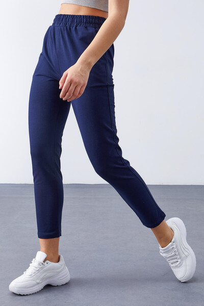 Tommylife Wholesale Indigo High Waist Jogger Comfy Skinny Hem Women's Sweatpant - 94566 - Thumbnail