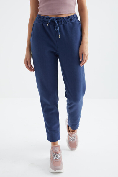 Tommylife Wholesale Indigo High Waisted Comfy Pocket Women's Fleece Sweatpants - 94623 - Thumbnail