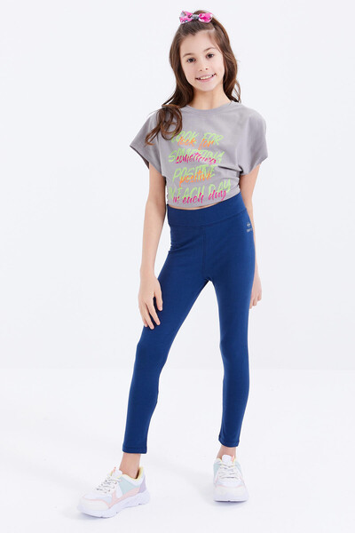 Tommylife Wholesale Indigo High Waisted Skinny Leg Girl's Leggings - 75047 - Thumbnail