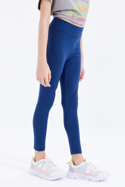 Tommylife Wholesale Indigo High Waisted Skinny Leg Girl's Leggings - 75047 - Thumbnail