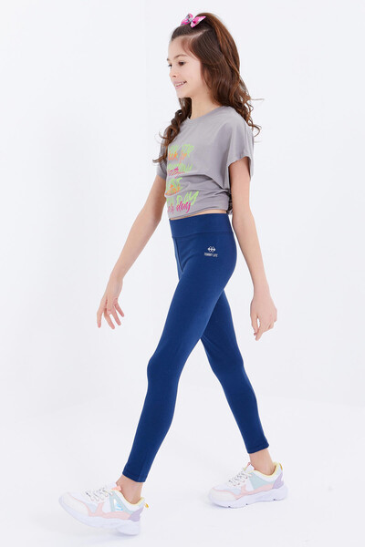 Tommylife Wholesale Indigo High Waisted Skinny Leg Girl's Leggings - 75047 - Thumbnail