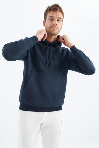 Tommylife Wholesale Indigo Hooded Men's Sweatshirt - 88315 - Thumbnail
