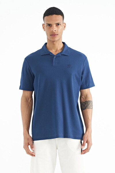 Tommylife Wholesale Indigo Polo Neck Standard Fit Men's T-Shirt - 88237 - Thumbnail