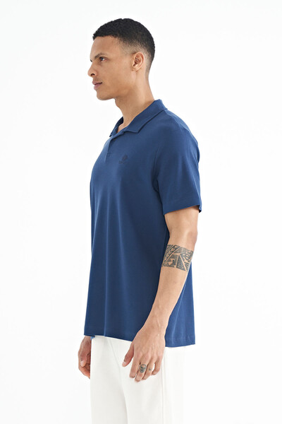 Tommylife Wholesale Indigo Polo Neck Standard Fit Men's T-Shirt - 88237 - Thumbnail