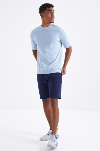 Tommylife Wholesale Indigo Standard Fit Basic Men's Short - 81212 - Thumbnail