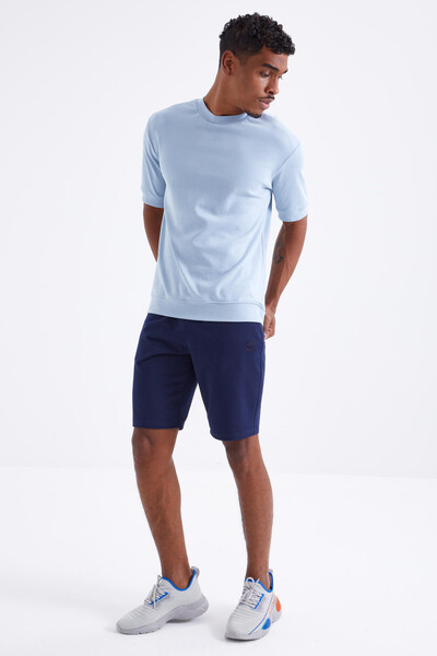 Tommylife Wholesale Indigo Standard Fit Basic Men's Short - 81212 - Thumbnail