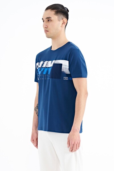 Tommylife Wholesale Indigo Standard Fit Men's T-shirt - 88200 - Thumbnail