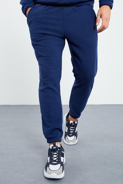 Tommylife Wholesale Indigo With Half Zipper Neckband Elastic Hem Men's Fleece Set - 85159 - Thumbnail