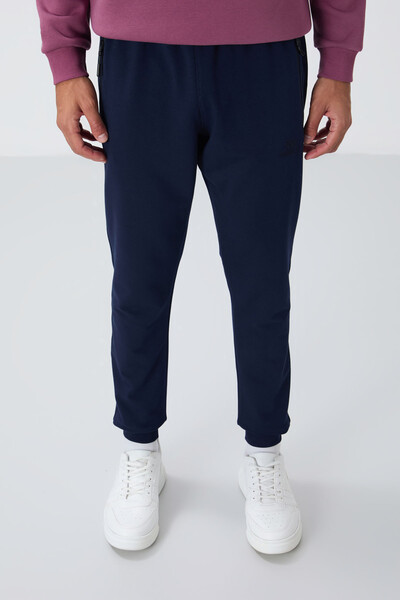 Tommylife Wholesale Indigo With Zipper Pockets Standard Mold Jogger Men's Sweatpant - 84651 - Thumbnail